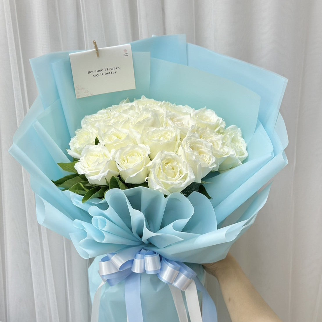 "So Lucky To Have You " Bouquet Of 20 White Roses - Phuket