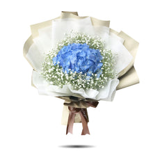 "Blue Love" bouquet of blue hydrangea and white gypso - Phuket