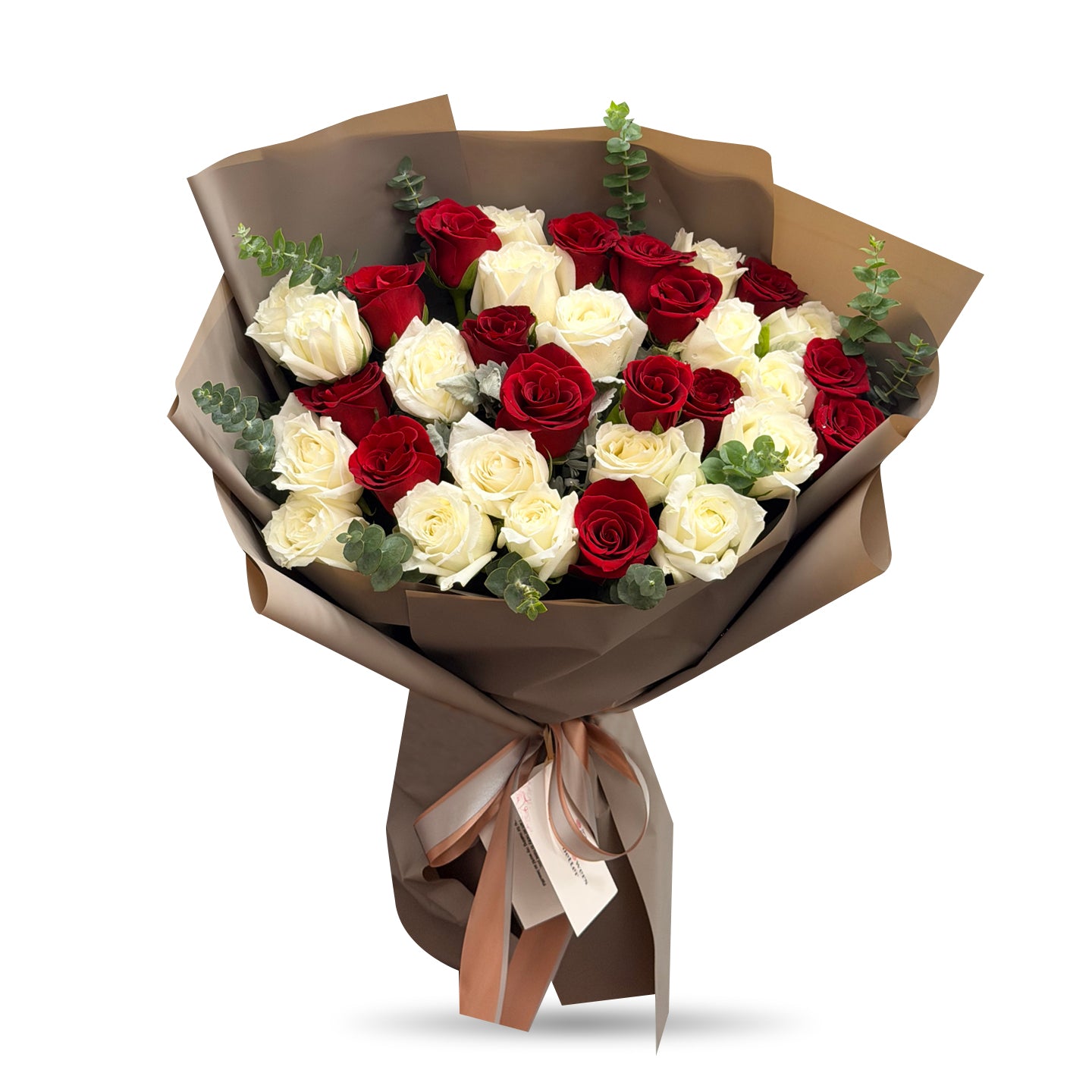'Yours, Truly' Bouquet Of 30 Roses And Eucalyptus