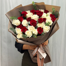 'Yours, Truly' Bouquet Of 30 Roses And Eucalyptus - Phuket