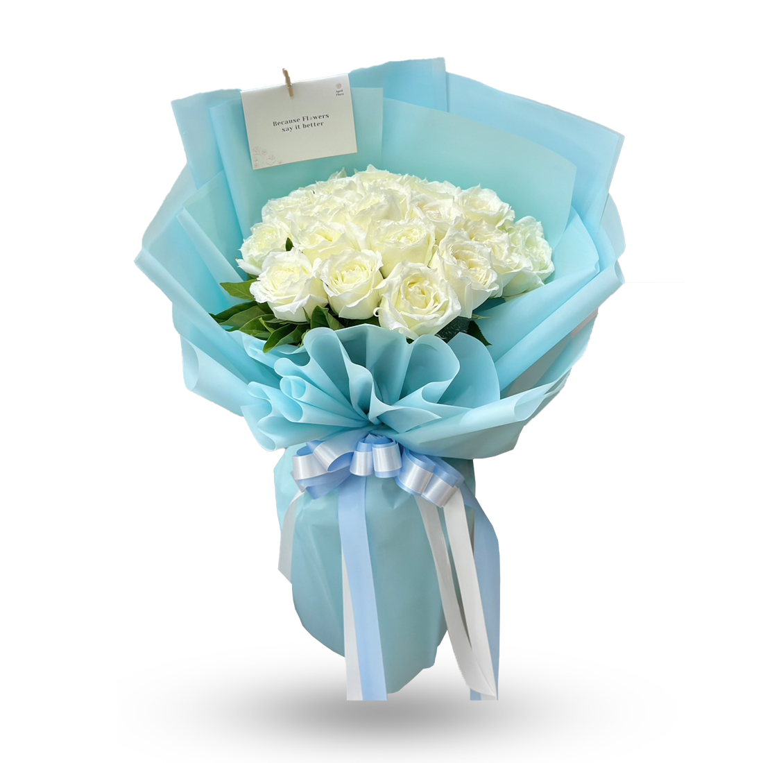 "So Lucky To Have You " Bouquet Of 20 White Roses - Phuket