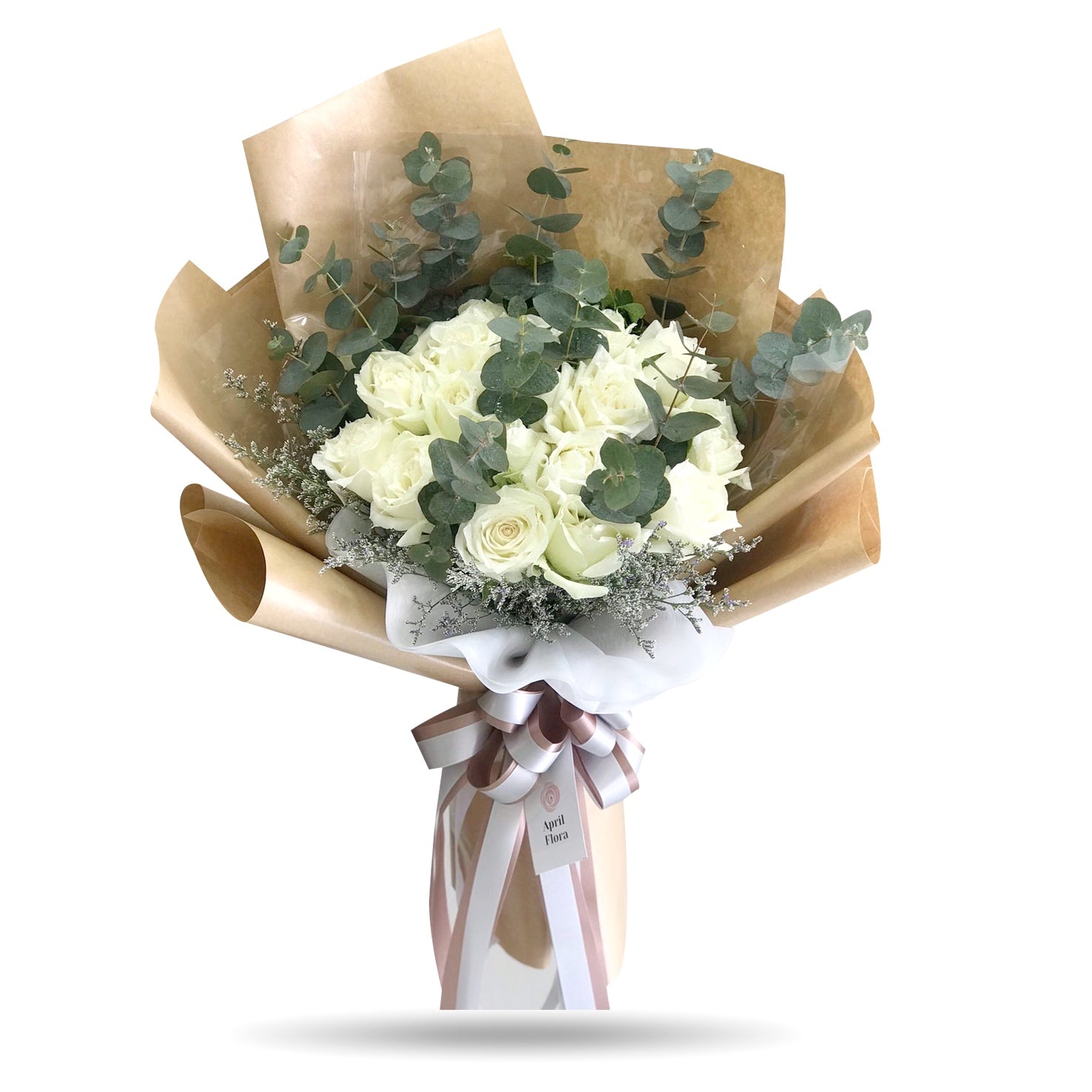 "Pure Love" 20 white roses vintage style bouquet - Phuket