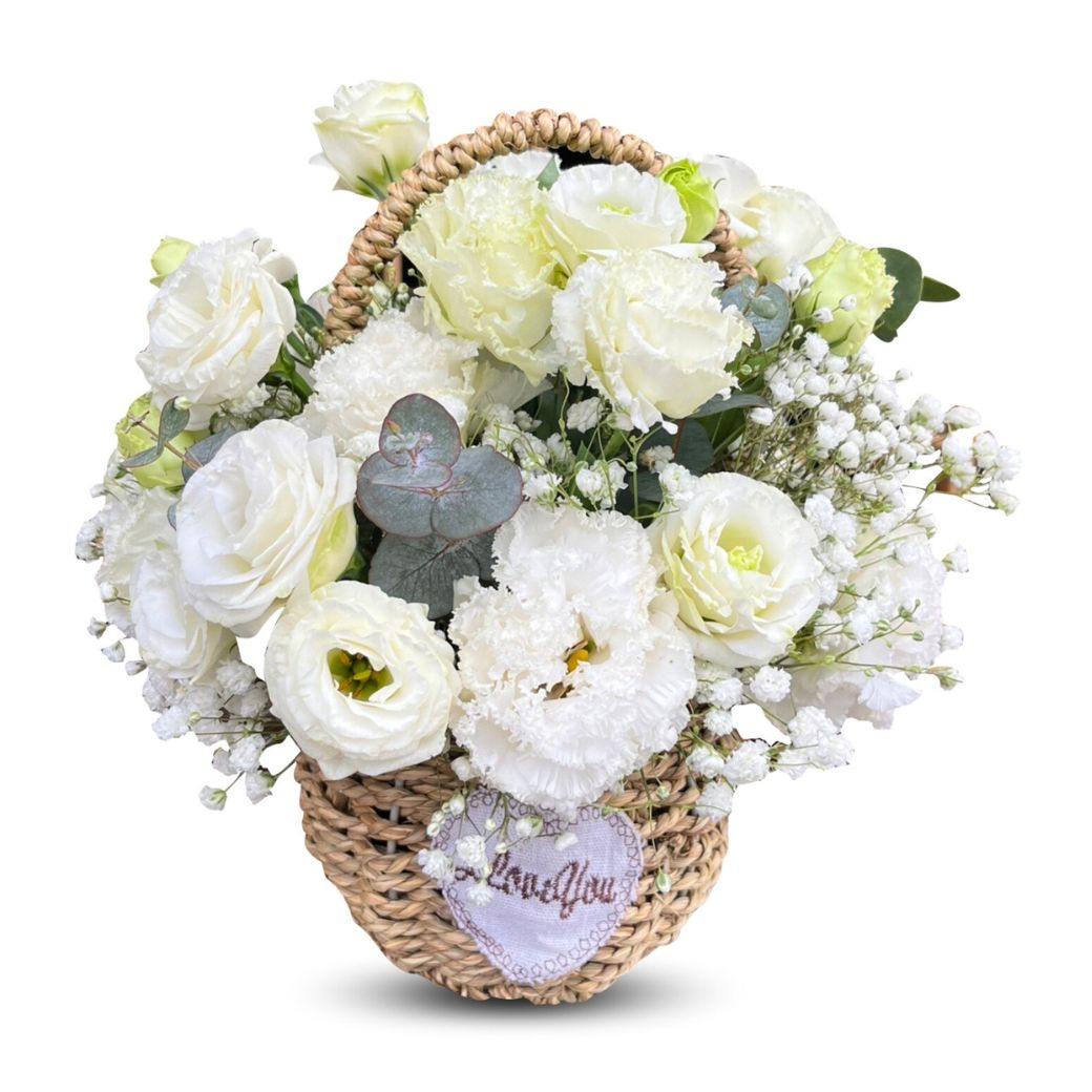 'Beautiful in White' Flowers Basket - Phuket