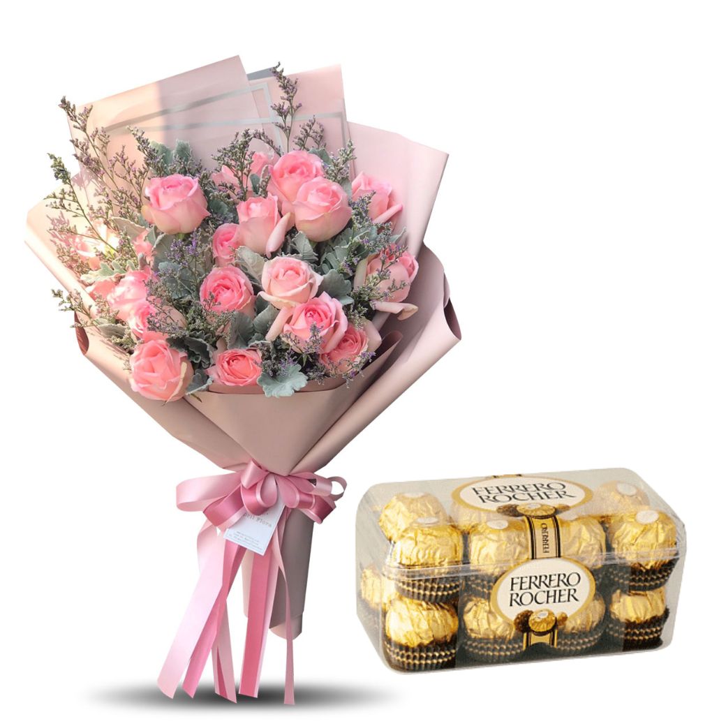 Bouquet Of 20 Roses With Ferrero Rocher - Phuket