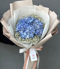 "Blue Love" bouquet of blue hydrangea and white gypso - Phuket