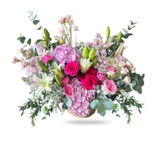 Blushing Garden – Mixed Flower Basket (Phuket)