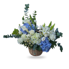 Blue Serenity – Mixed Flower Basket (Phuket)