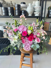 Blushing Garden – Mixed Flower Basket (Phuket)