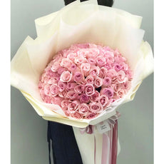 "Fall for you" 100 Romantic Pink Roses Bouquet - Valentine's collection Phuket