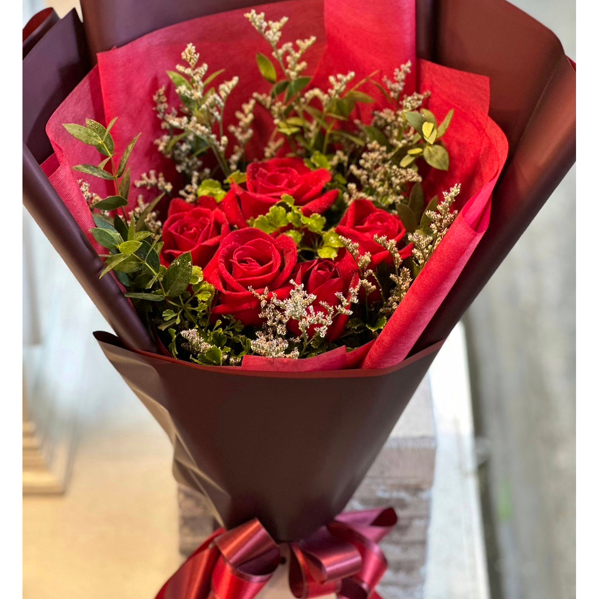 "Only You" bouquet of 5 red roses - Valentine's Collection Phuket