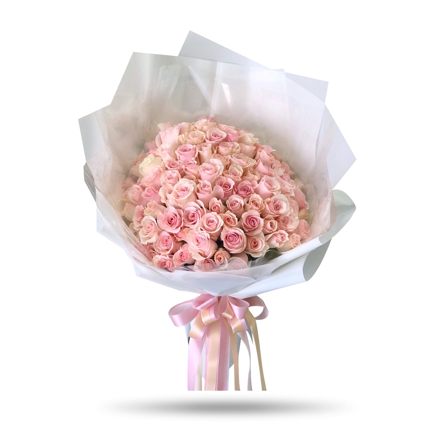 One Hundred Romantic Pink Roses Bouquet - April Flora